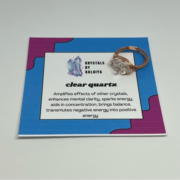 Rose Gold Clear Quartz Reiki Infused Fidget Ring Krystals By Kalaiya Handmade - Picture 6 of 7